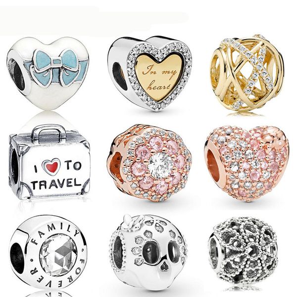 

memnon jewelry 925 sterling sparkling skull charms in my heart charm white day loves with mixed enamel bead i love to travel beads fit, Bronze;silver