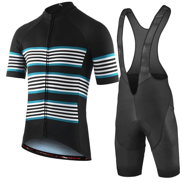 

racing sets men's summer short sleeve cycling jersey white stripes bicycle clothing bike wear bib pants, Black;blue