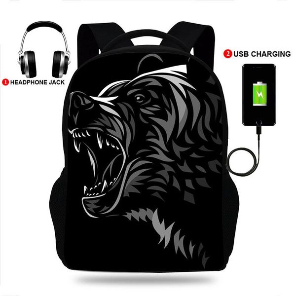 

backpack 17inch school backpacks bear book bag teenagers boys&girls student usb charging mochilas