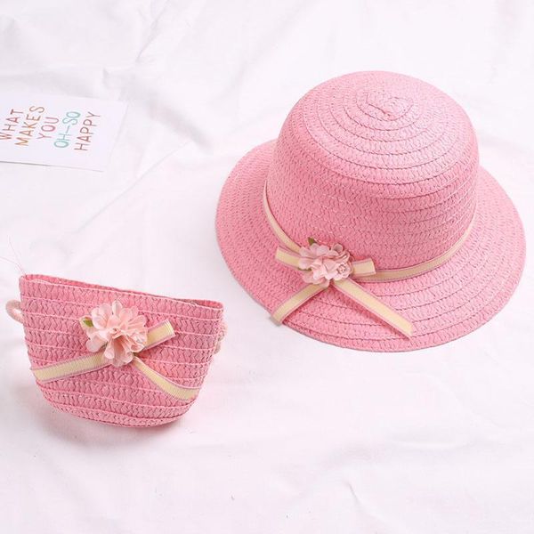 

summer baby flower breathable hat straw with handbag bags kids boy girls caps & hats1, Yellow