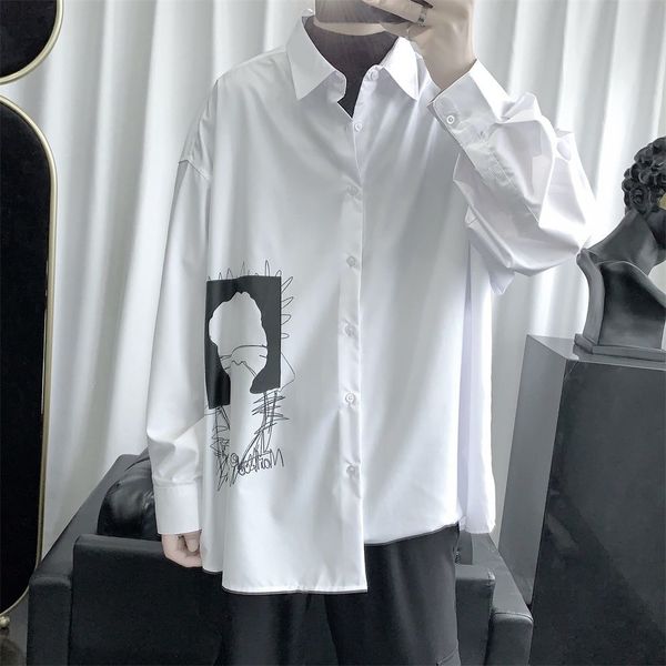 

2021 new men's long sleeve printed hawaiian fashion loose clothes camisa masculina streetwear white shirt size -2xl yb3m