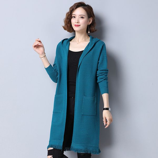 

women's jackets m-3xl women knitting sweater spring autumn fashion tassel colorful knitted cardigans loose hoodies outerwear, Black;brown