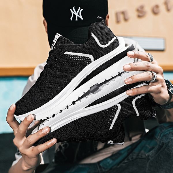 

summer 2021 men's mh fly woven front lace up daily sports round head black low dad sho