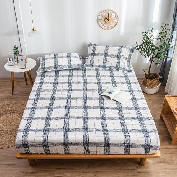 

sheets & sets plaid print fitted sheet for single double bed kids adults 100% cotton (no case) xf749-1