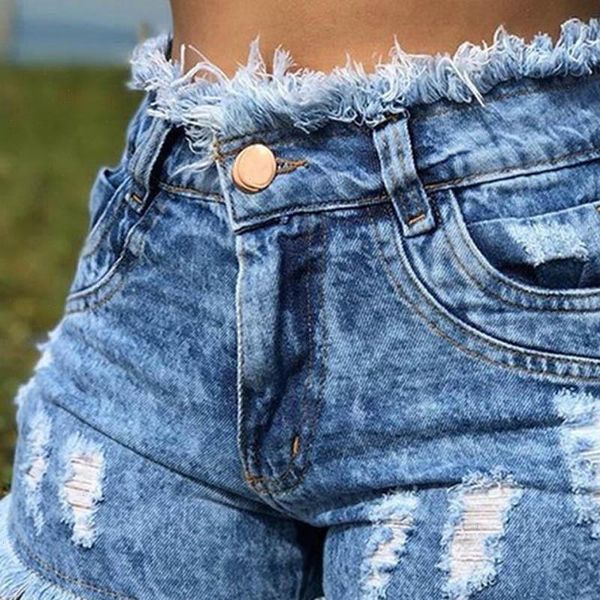 

ladies short 2021 women denim shorts with raw edges and holes jean taille haute femme spodnie damskie short t2g, White;black