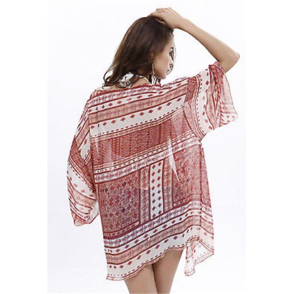 

women's swimwear women pareo beach cover up 2021 3/4 sleeve irregular chiffon bikini bathing suit tunic dress, White;black