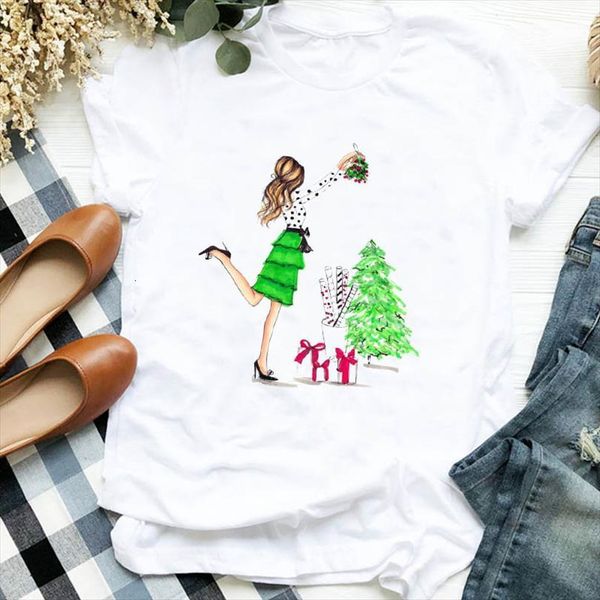 

men lady kawaii cute mens t shirts year clothes cartoon fashion merry christmas female graphic shirt tee, White;black