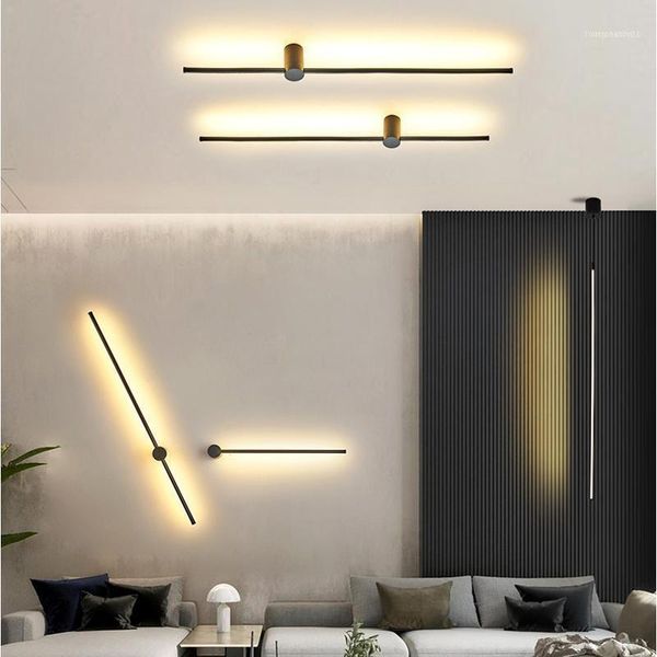 

modern led wall lamp long hanging lights simple nordic living room sofa background light bedroom bedside floor lamp11