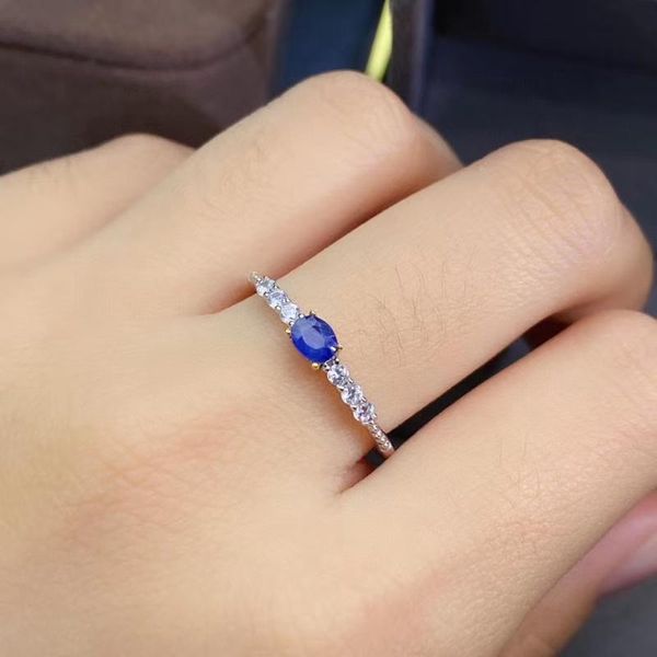 

cluster rings elegant gift for the party trendy natural and real sapphire 925 sterling silver fine jewelry, Golden;silver