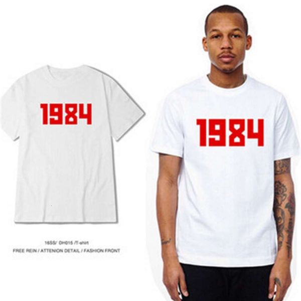 

1984 men's and women's basic tee short sleeve t-shirt, White