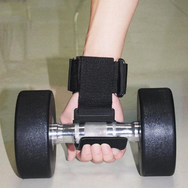 

wrist support 1 pair fitness hook gym weightlifting training grips straps super stable weights power dumbbell, Black;red