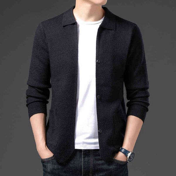 

luxury party jackets 2021 autumn winter cardigan men's outer knitted coat middle-aged and young busins sweater, Black