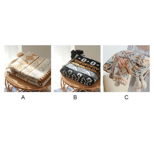 

blankets women jacquard home textile sofa cover outdoor soft napping keep warm shawl blanket acrylic fiber with tassels knitted bohemian