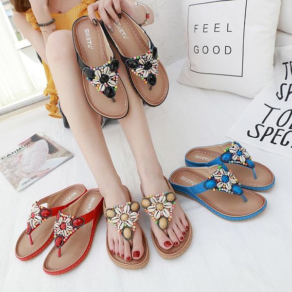 

sandals 2021 female bohemian vacation seaside shell beach shoes, Black