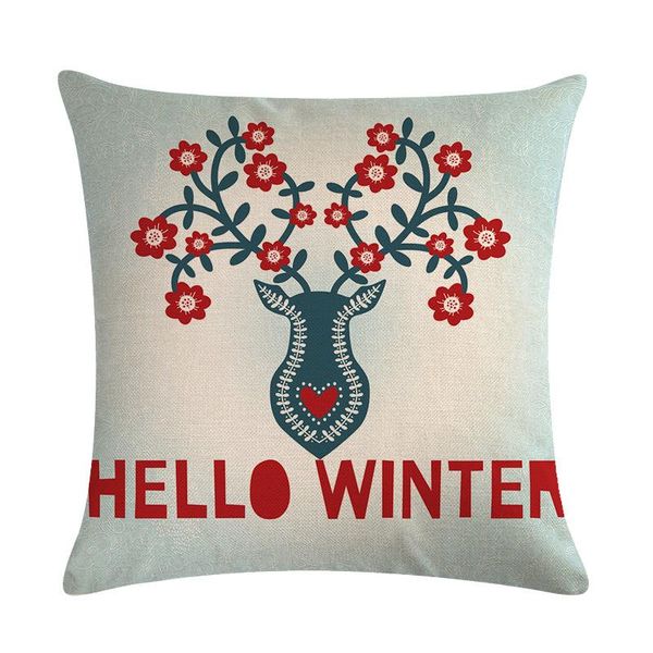 

cushion/decorative pillow cross-border sales christmas series home decor covers elk flowers printed linen car sofa lumbar cushions pillowcas