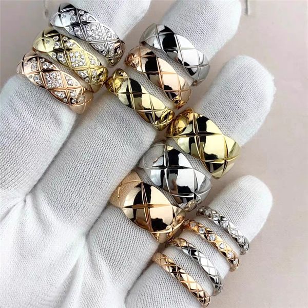 Damen-Diamant-Ring für Damen und Herren, karierte Designer-Paarringe