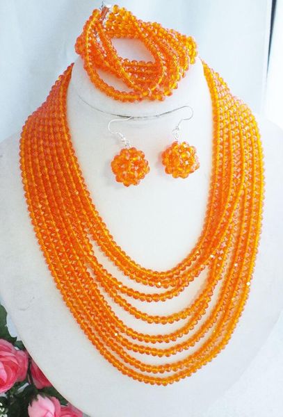 

earrings & necklace shiny and fancy jewelry your own style with orange jewelry bracelet .8-row crystal set, Silver