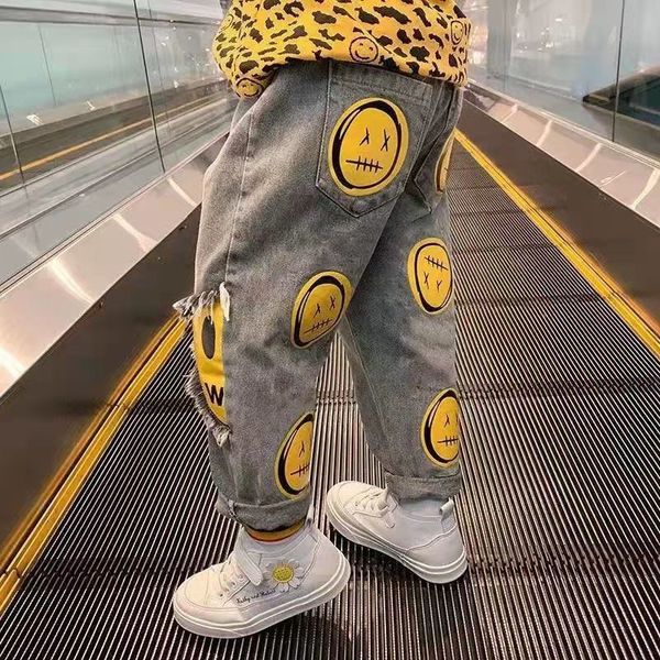 

kid pants for boys jeans pant face autumn kids demin pants casual kids clothes teenage boys clothing for 4 6 8 12 14 years, Blue