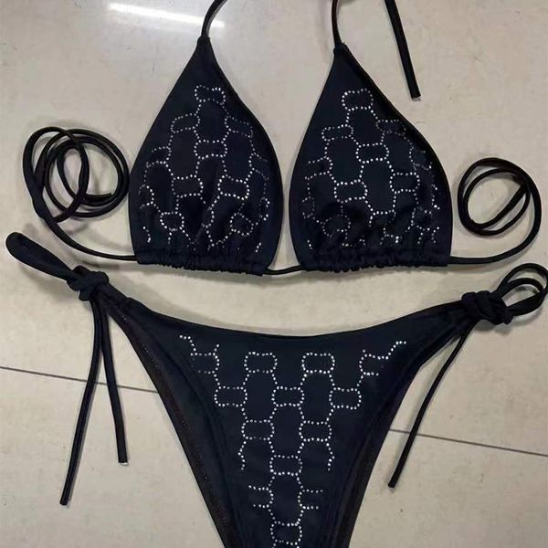 nuovo costume da bagno con diamanti lettere bikini in cristallo costumi da bagno firmati set reggiseno da donna costume da bagno da vacanza regalo abbigliamento da spiaggia migliore qualità migliore qualità