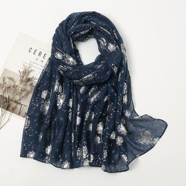 

scarves est dandelion printed cotton viscose shawls hijabs scarf foulard women fashion shimmer mulism headscarf turbans 1pc retail, Blue;gray