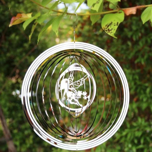 

decorative objects & figurines spiral butterfly girl wind spinner stainless steel stereo rotating chime garden metal hanging decor