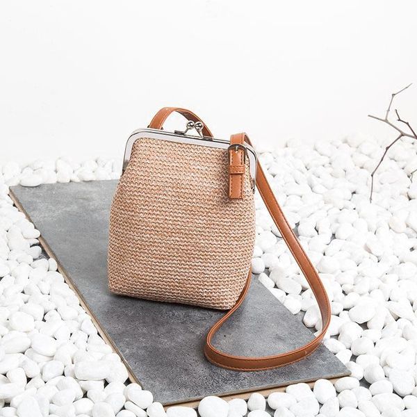 

evening bags summer small straw braided bag women shell lady beach shoulder female rattan retro messenger