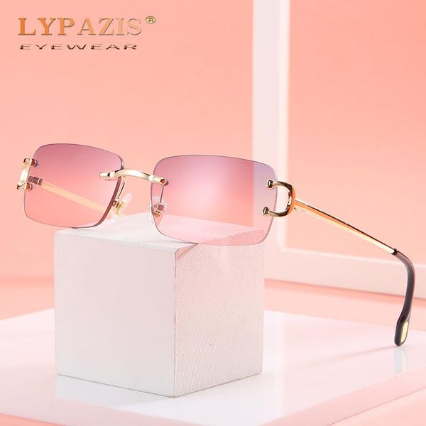 

sunglasses 2021 fashion rimless metal women trendy small rectangle glasses retro vintage 100% uv400 square designer shades men, White;black