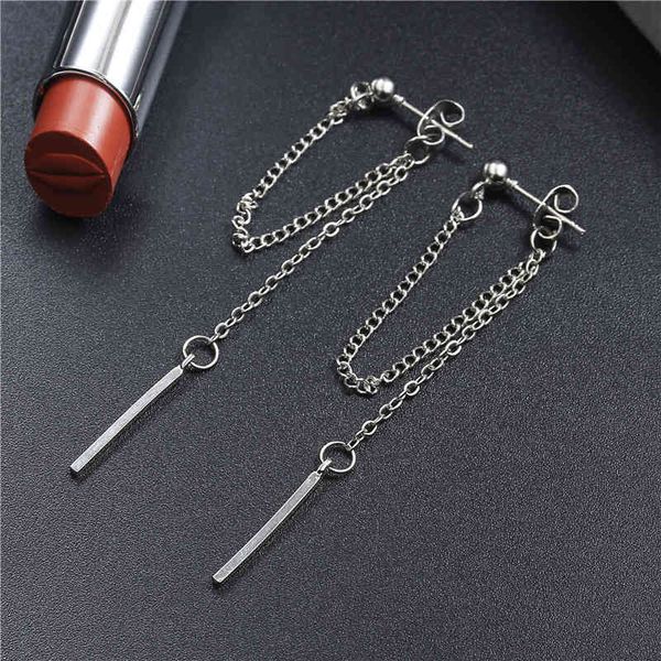 

studs earrings simple temperament, tassel, long , korean fashion silver, Golden;silver