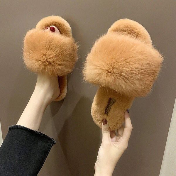 

slippers natural sheepskin winter warm fur women home shoes indoor slipper 2021 luxury wool woman casual, Black