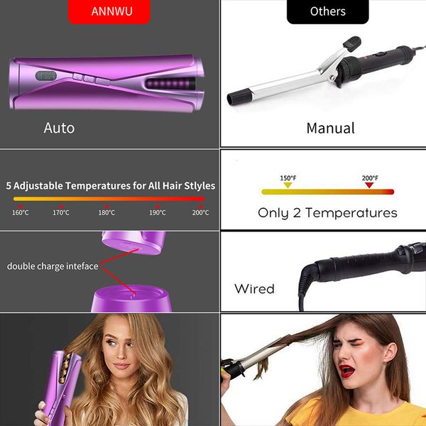 

automatic curler portable hair curler electric curling iron wireless charging wand ceramic heating care wave curl iron ra