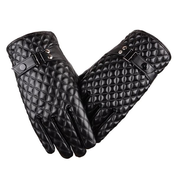 

leather gloves men soft comfortable mittens waterproof winter autumn motorcycling driving gloves solid c3, White