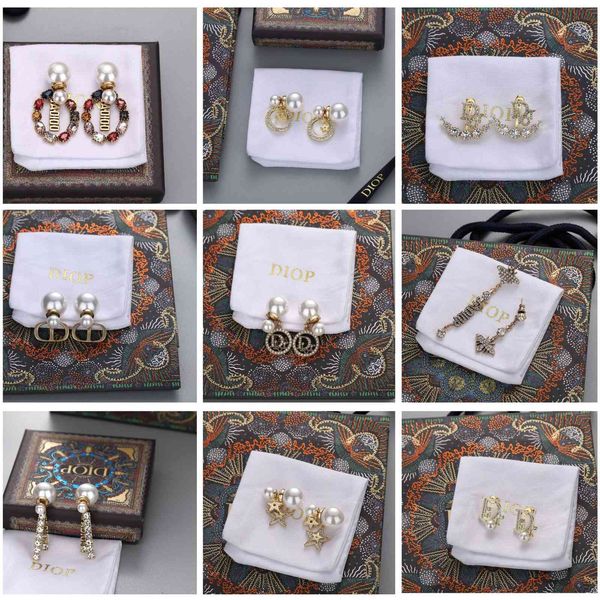 

designer jewelry family stars full letter pearl classic new inlaid earrings, Silver