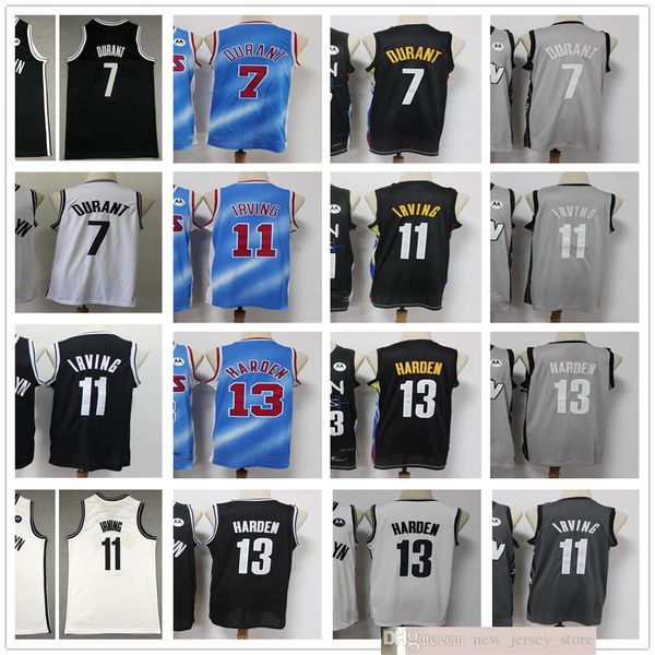 

2021 new basketball 7 kevin 11 kyrie durant irving jerseys stitched 72 biggie way black white city gray retro jersey short man, Black;red