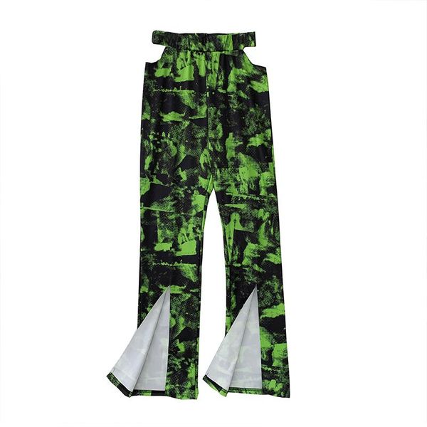 

women's pants & capris 2021 spring/summer chiffon low waist wide leg high draping tie dye thin loose mopping trendy split, Black;white