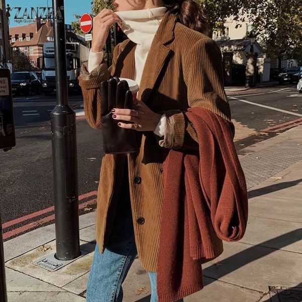 

women's suits & blazers casual outwear coat femme work poncho lace-up elegant corduroy lapel collar jacket autumn women long sleeve s, White;black