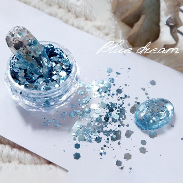 

nail glitter sirena flakes sparkly holographic laser hexagon colorful sequins spangles polish manicure nails art decoration, Silver;gold