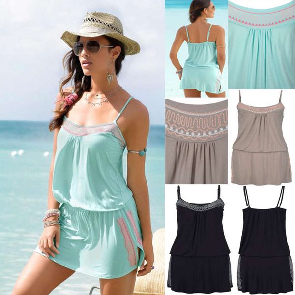 

summer pography beach casual sling dress 6626, Black;gray