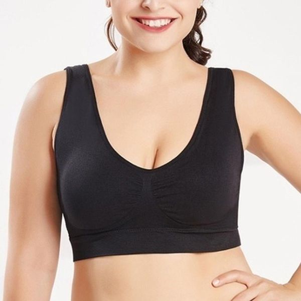 

plus size bras for women seamless bra yoga sport with pads big size 2xl bralette push up brassiere bra vest wireless, White;black