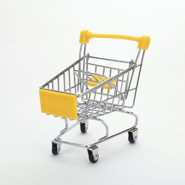 Hersteller Direktvertrieb Mini-Einkaufswagen kreatives Metall-Kinderspielzeug Mini-Supermarktwagen Tischeinrichtung Aufbewahrung