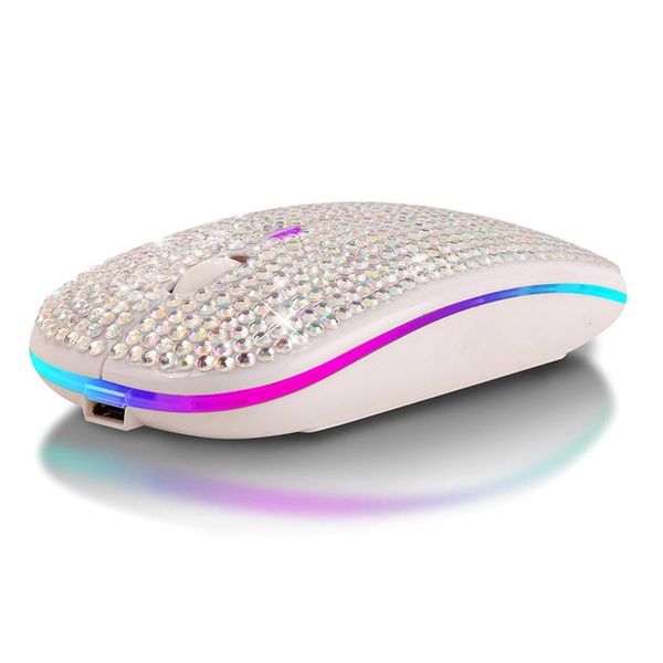 

rechargeable silent wireless mouse diamond-studded dual-mode mouse colorful glowing