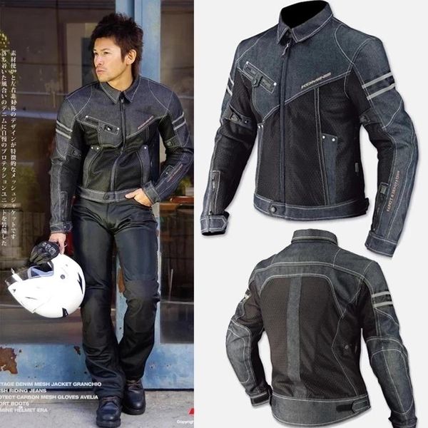 

men's jackets wholesale for komine jk-006 cowboy clothing motorcycle mesh jacket cycling denim anti-fall k, Black;brown