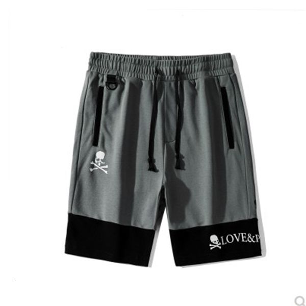 

men's shorts men's comfortable skull mmj brain skateboard shorts informal street style cotton kanye west hip hop parkour # n163, White;black