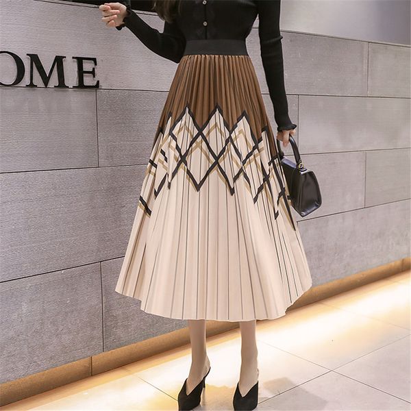 

2021 new womens skirt long skirts clothing black pencil winter high waist harajuku vintage flowy elastic knee length streetwear w407
