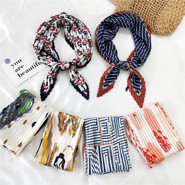 

scarves the 70cm fold small square scarf silk women's neck guard around thin sunscreen gauze collocation shirt, Blue;gray