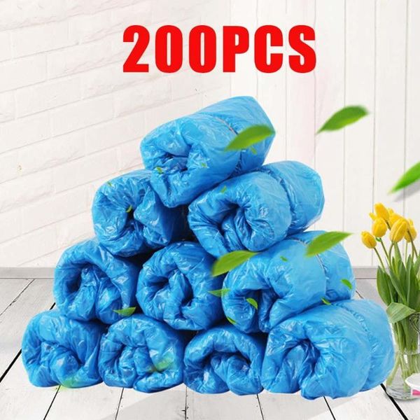 

disposable covers 200pcs shoe waterproof boot dustproof overshoes blue plastic cover ankle protect