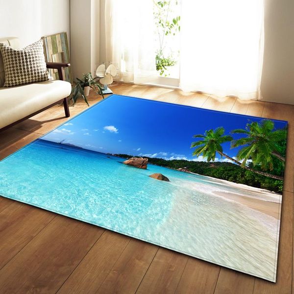 

carpets 3d beach landscape carpet living room and bedroom soft home decoration parlor area rugs seaside kids play large mat custom