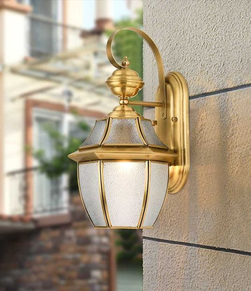 

wall lamp european outdoor brass waterproof american balcony corridor courtyard villa door external gold light