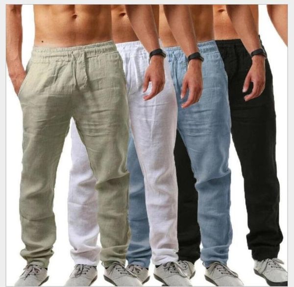 

2021 european american men hip-hop breathing cato and linen casual broek, Black