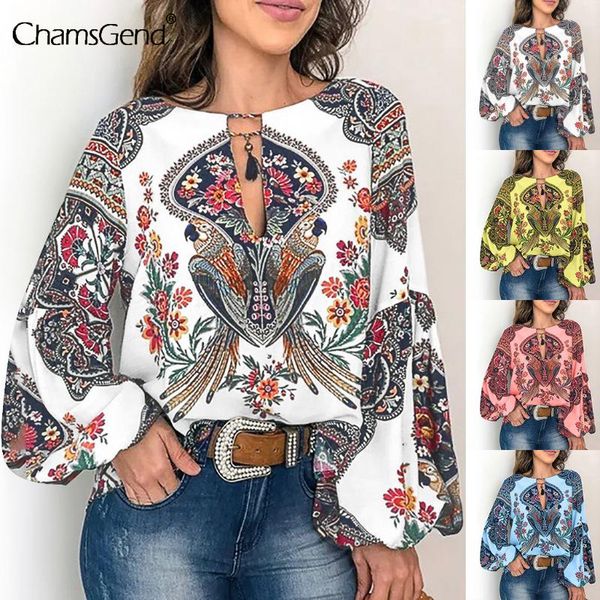 

women's blouses & shirts vintage print women 2021 autumn shirt streetwear plus size casual long sleeve clothing camisa, White