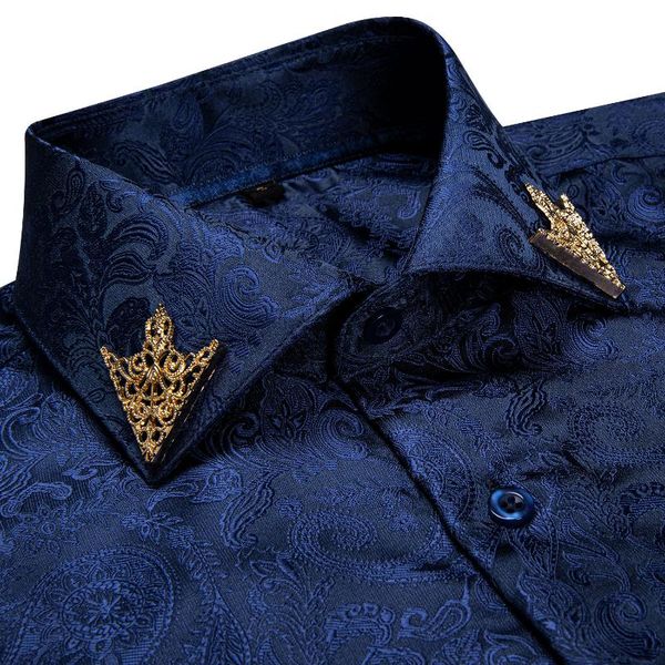 

fashion royal blue paisley men shirts business long sleeve slim fit dress shirt soft comfort 100% silk, White;black
